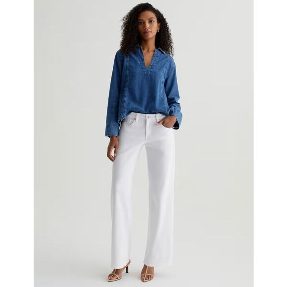 AG ADRIANO GOLDSCHMIED Womens Adria Wide Leg Jeans Size 24 White Low-Rise NWT - Picture 3 of 14